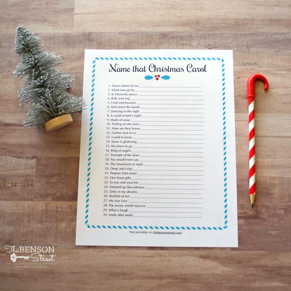 holiday party idea: name that christmas carol printable game - the